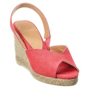 Castañer Brisa Canvas Slingback Wedge Sandal, Orange